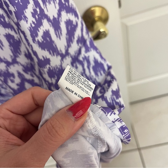 NWOT Women's Boho Floral V Neck Ruffle Maxi Dress Flowy, Purple and White, XL - Picture 8 of 9